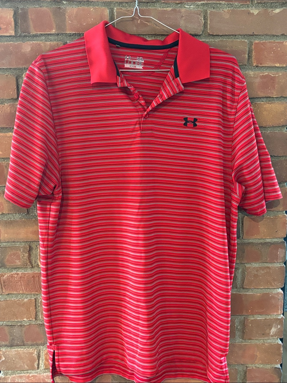 Under Armour Men’s Red Multi-Striped Polo Shirt